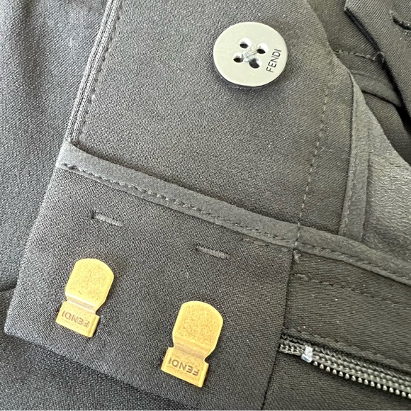 FENDI Black 100% Viscose High Rise Pleated Strength Pintuck Trousers Pants Sz 40 - Picture 12 of 16